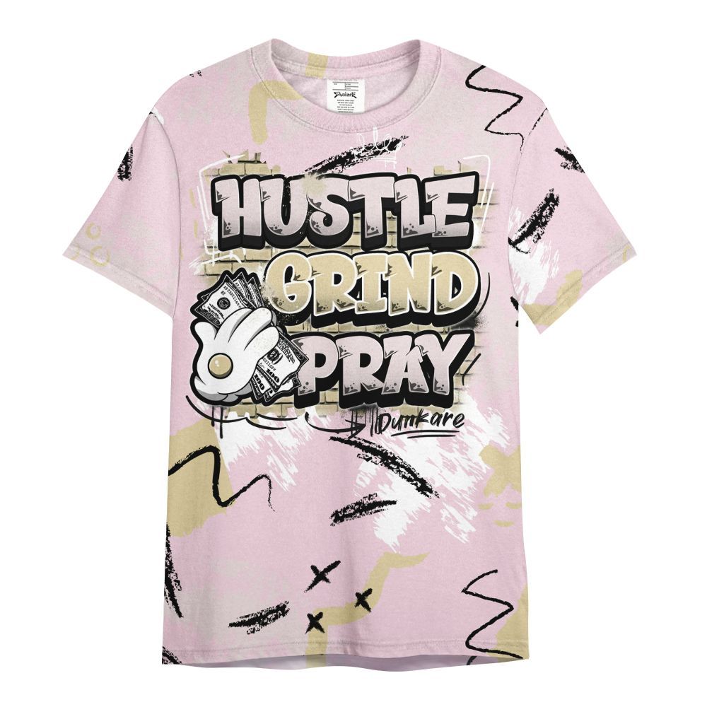 Shirt To Match Denim Iced Carmine 4s - Hustle Grind Pray Graphic Street Style All Over Print