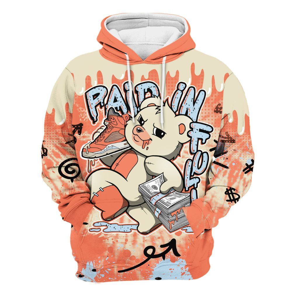 Hoodie To Match DJ Khaled Crimson Bliss 5s - Drip Paid In Full Moneys Bear Graphics All Over Print