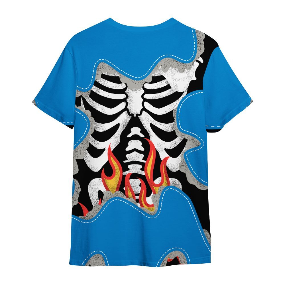 Shirt To Match Industrial Blue 4s - Skeleton Burning Heart Drip Military Blue 4s All Over Print