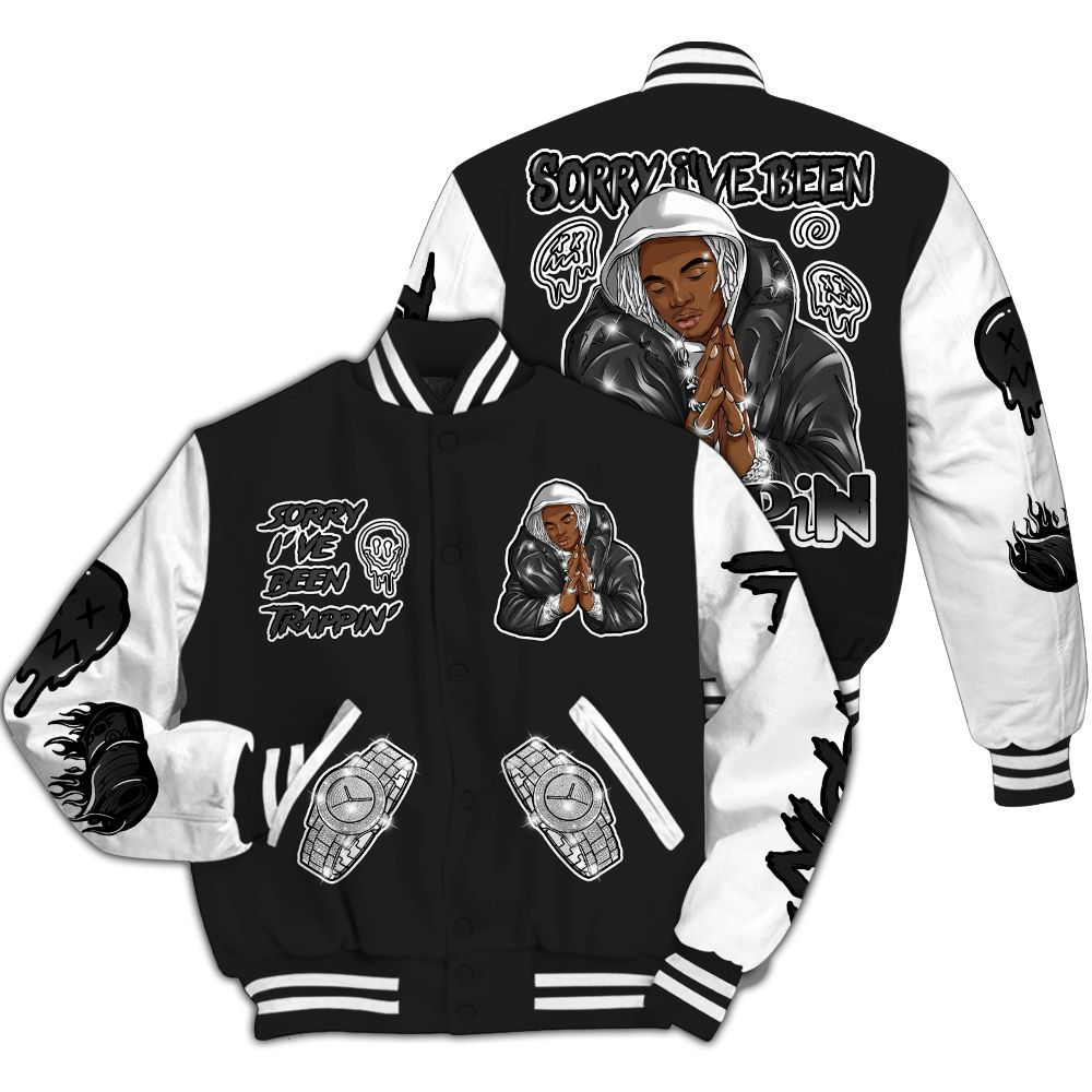Varsity Jacket To Match Black Cat NET 4s - Trappin' Unique All Over Print