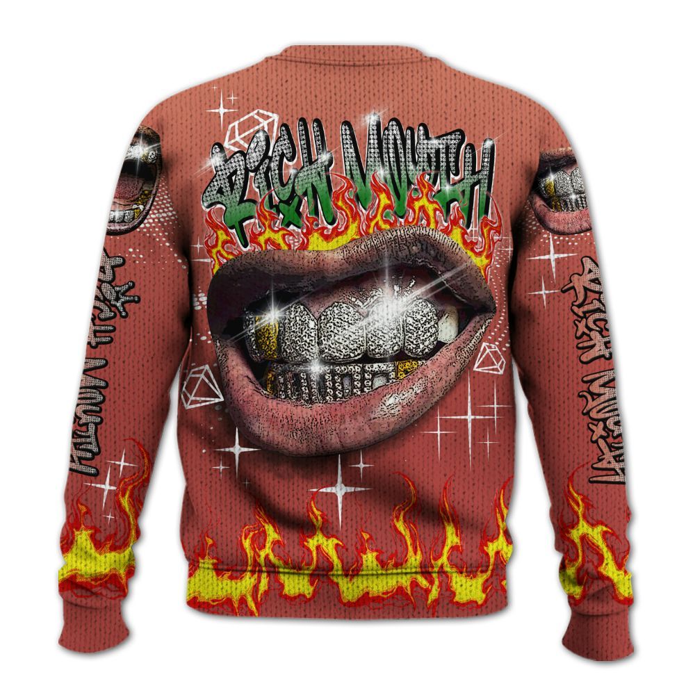 Knitted Sweater To Match Dune Red 13s - Rich Mouth Fire Rap Retro 90s