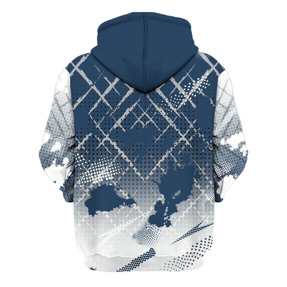Hoodie To Match Retro French Blue 2025 12s - Halftone Stand Business Dripping All Over Print