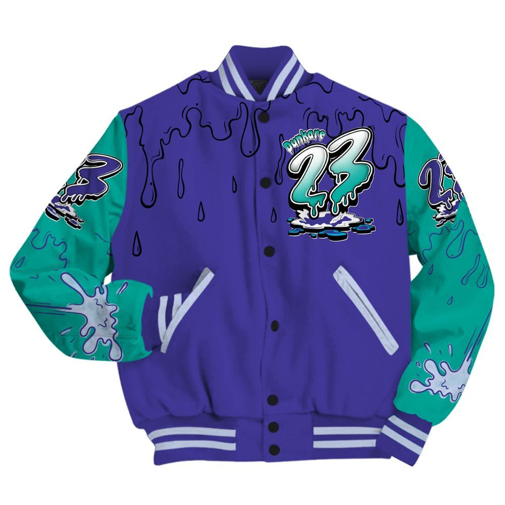 Varsity Jacket To Match Retro Grape 5s - Custom Name 23 Drip Sludges All Over Print
