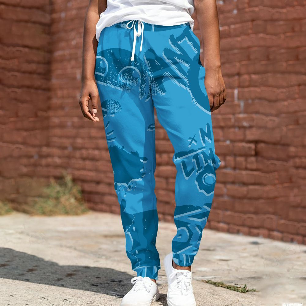Sweatpant To Match Powder Blue 9s - Monogram Graffiti All Over Print