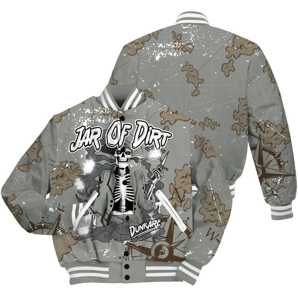 Varsity Jacket To Match Paris Cement Grey 4s - Skeleton Jar Of Dirt Retro All Over Print
