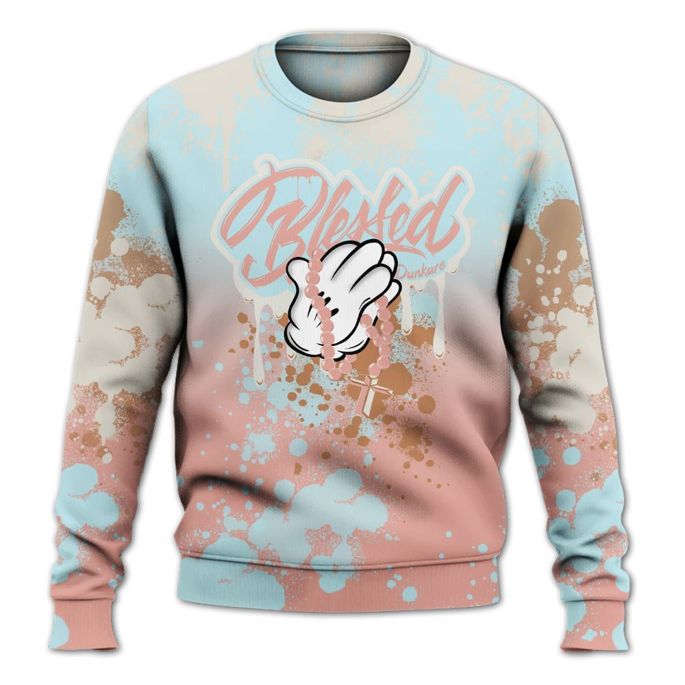 Sweatshirt To Match Dunk Low Glacier Arctic - God Blessed Ink Drip All Over Print