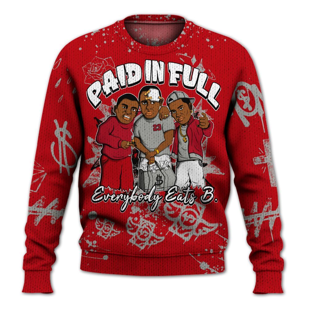 Knitted Sweater To Match Air Griffey Max Gray Reds 1s - Everybody Paid In Full Crayon