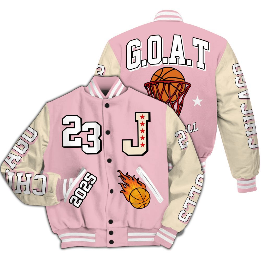 Varsity Jacket To Match Low OG Shy Pink 1s - Chicago 23 Basketball All Over Print