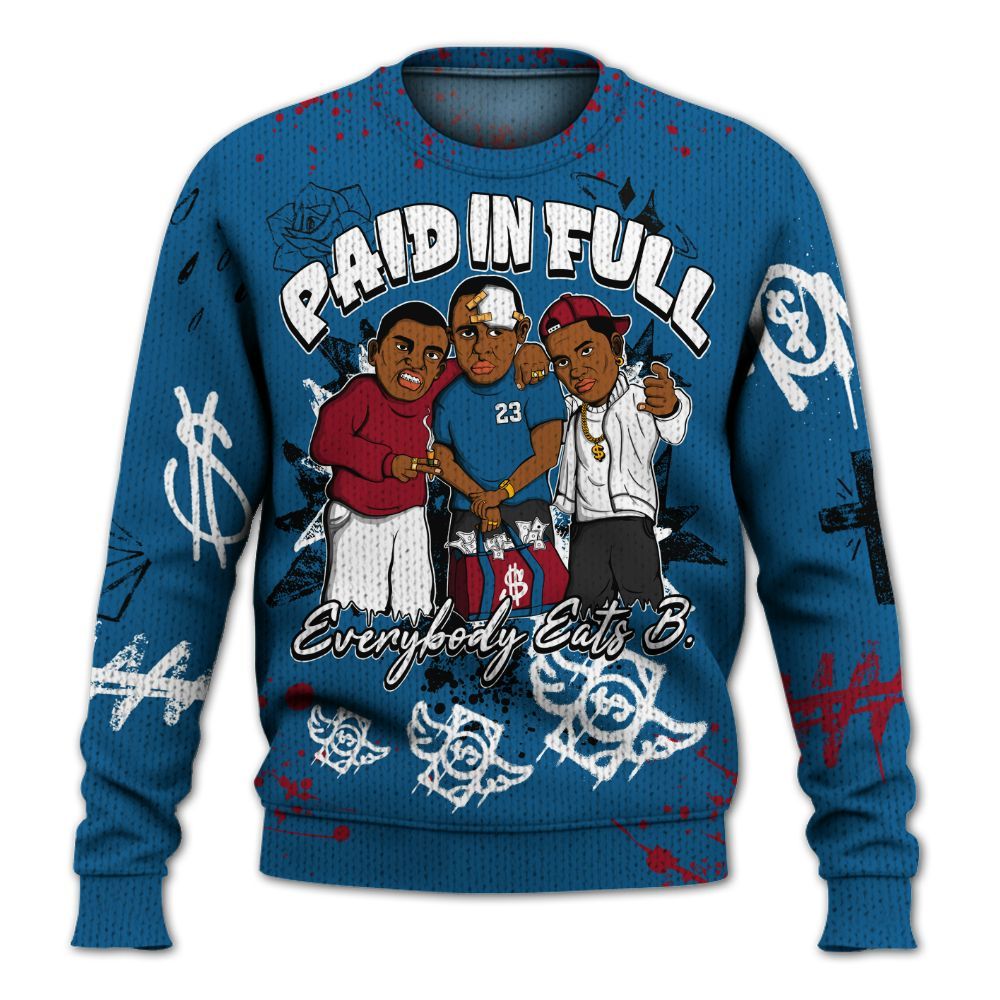 Sweater To Match Mid Team USA 1s - Everybody Paid In Full Crayon Graphic