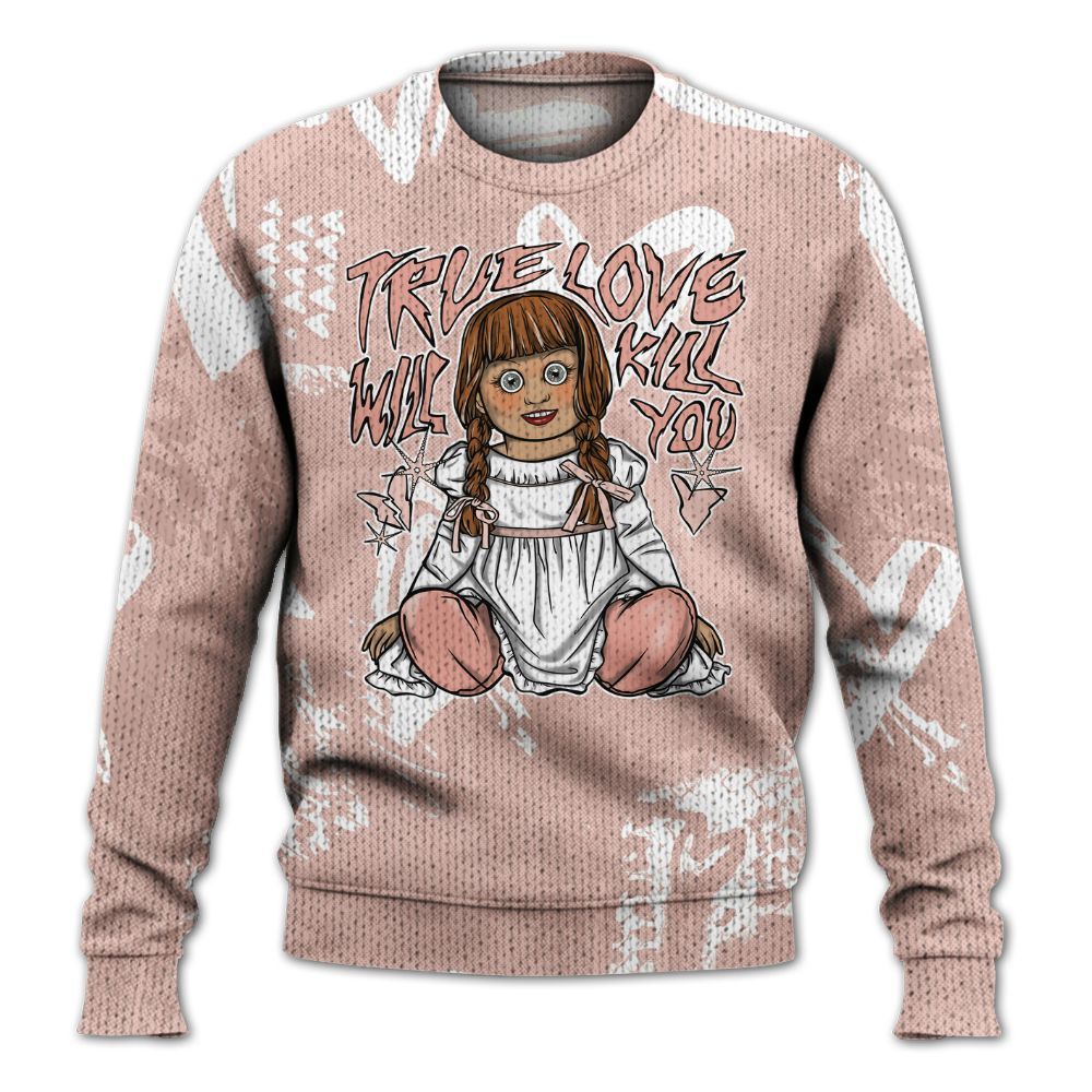 Knitted Sweater To Match Low Legend Pink 11s - Genuine Loves Bear Heart Grunge