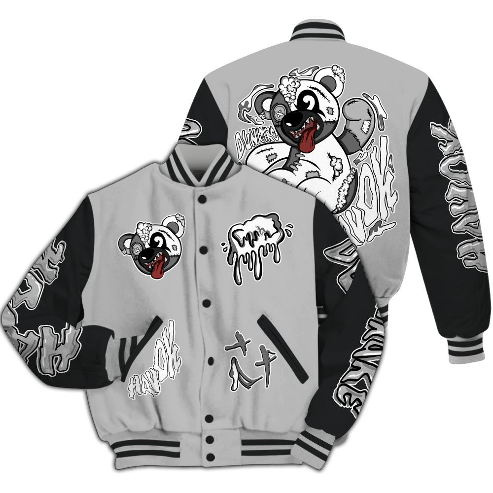 Varsity Jacket To Match Low 85 Metallic Black 1s - Havok Bear All Over Print