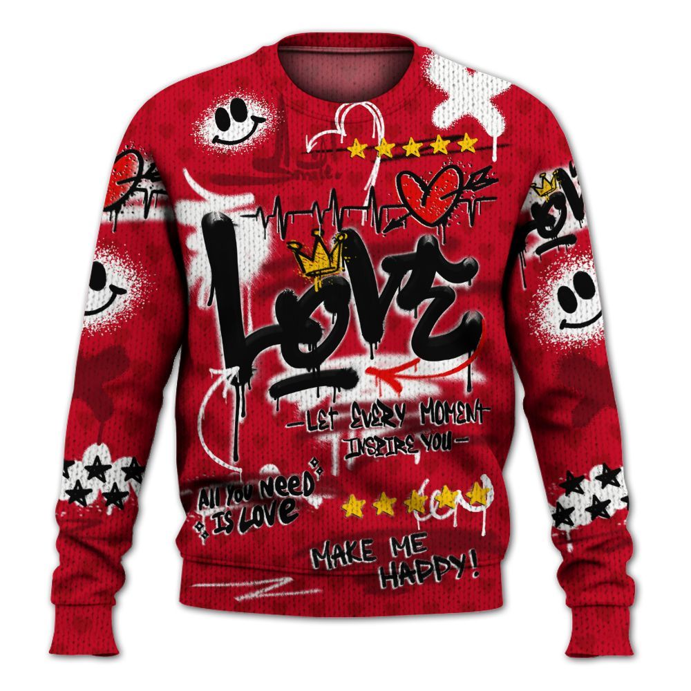 Knitted Sweater To Match Cortez GS Valentine's Day - Happy Love Beats Graffiti Streetwear
