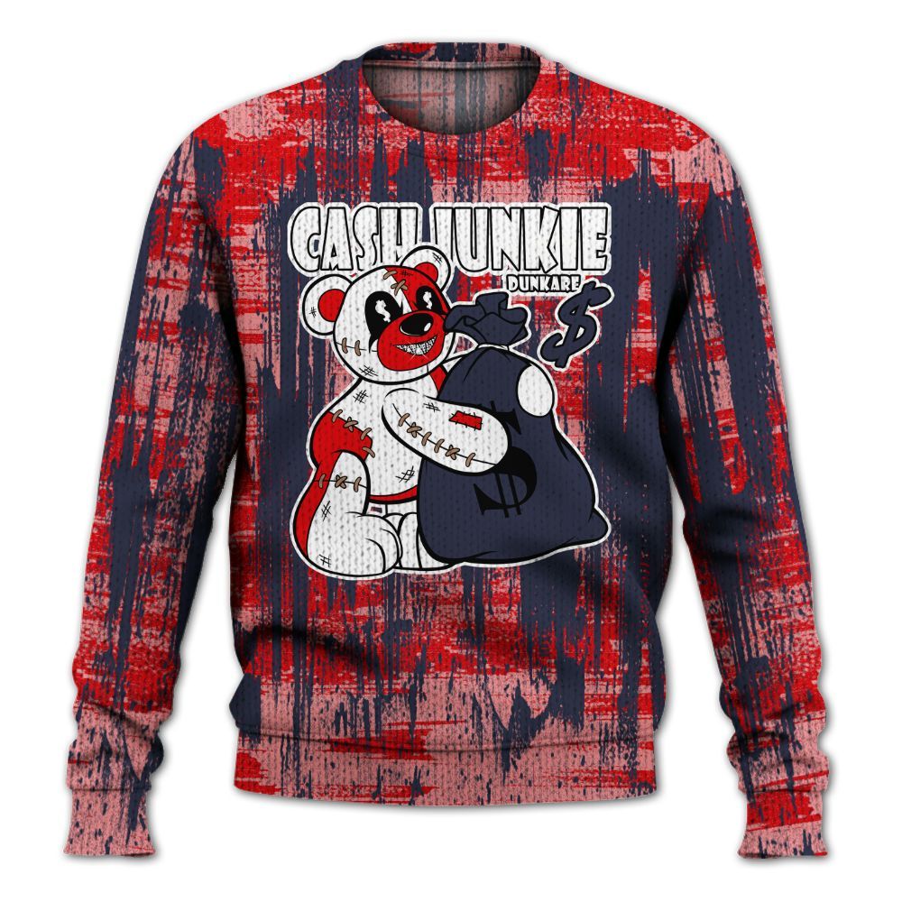 Knitted Sweater To Match Low OG Howard Bison 1s - Cashs Junkie Bear Glitch Art