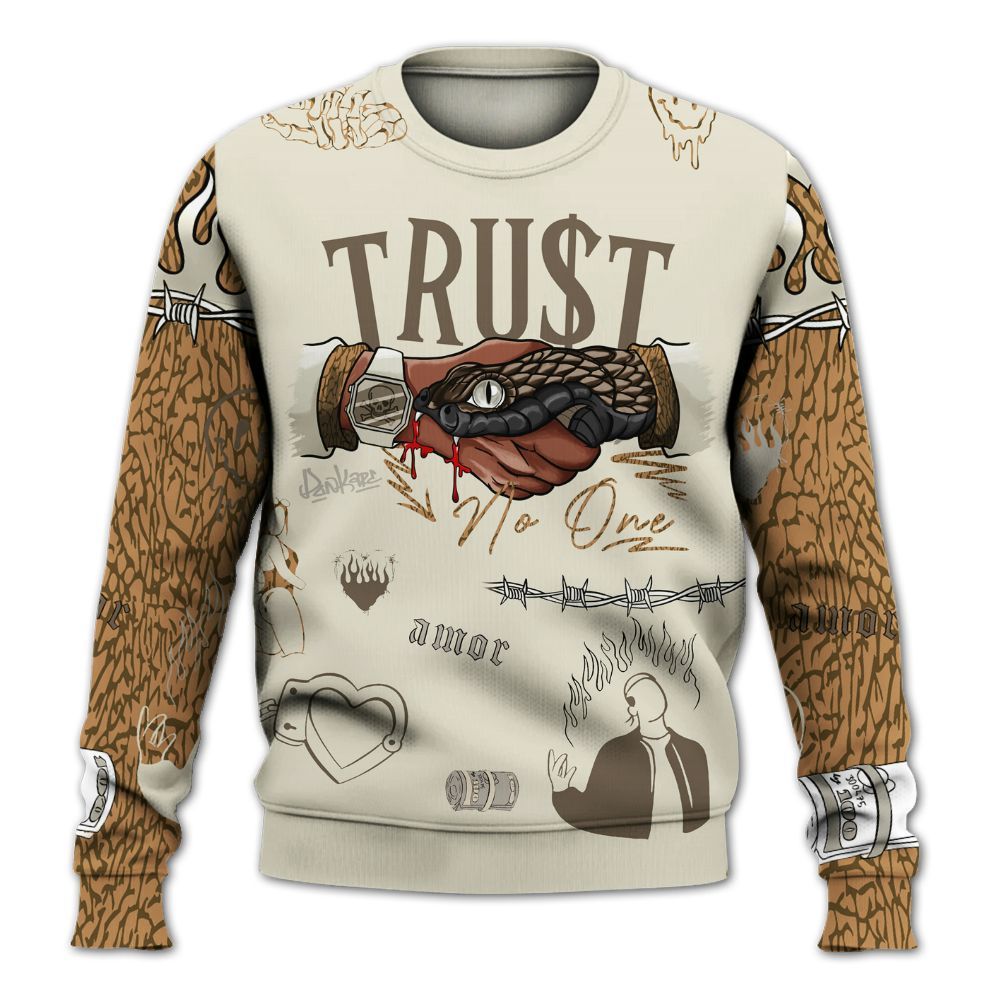 Sweatshirt To Match Orewood Brown 3s - Snake Trust No One All Over Print