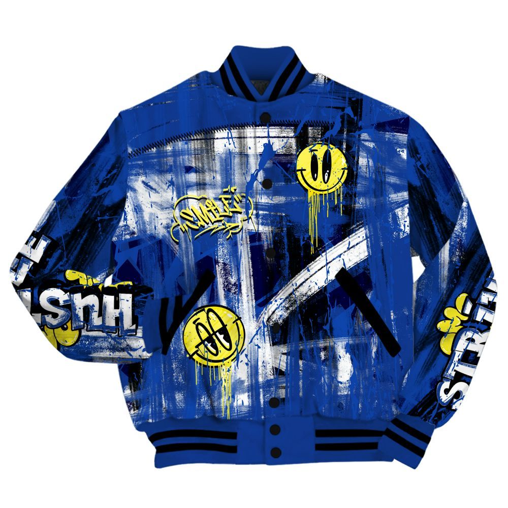 Varsity Jacket To Match Air Foamposite One Royal - Money Skull Smile Fire All Over Print