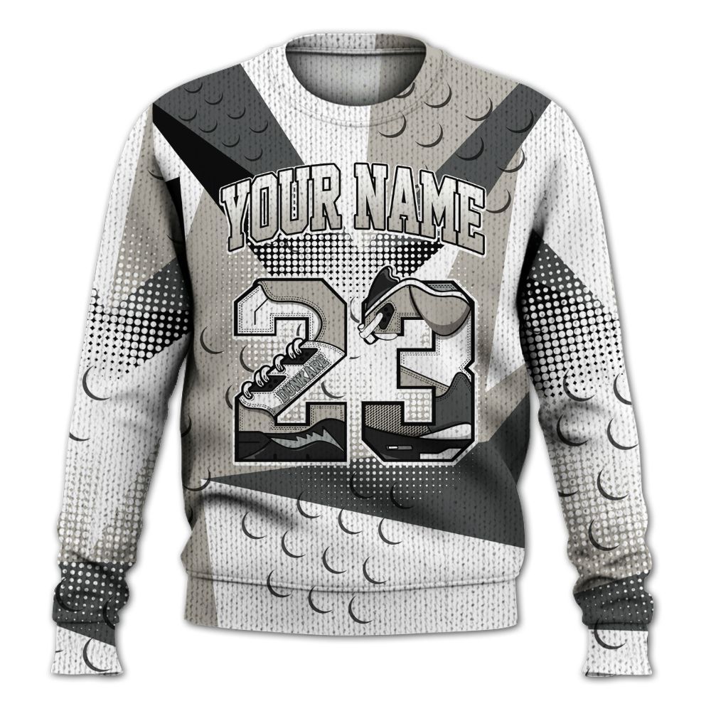 Knitted Sweater To Match Dunk Low Appears Oreo - Poly Custom Name Number 23 5s