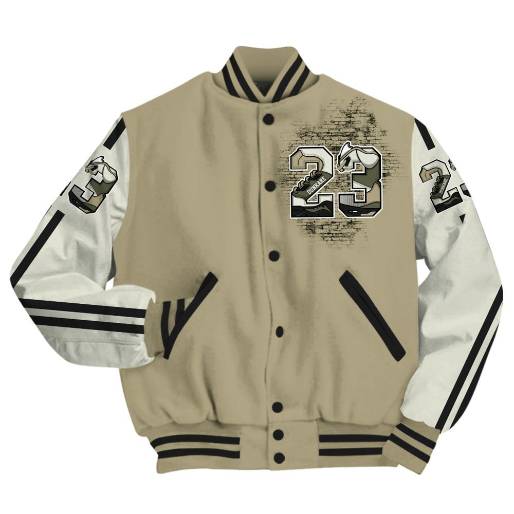 Varsity Jacket To Match Low OG Medium Olive 1s - Custom Name Number 23 5s All Over Print