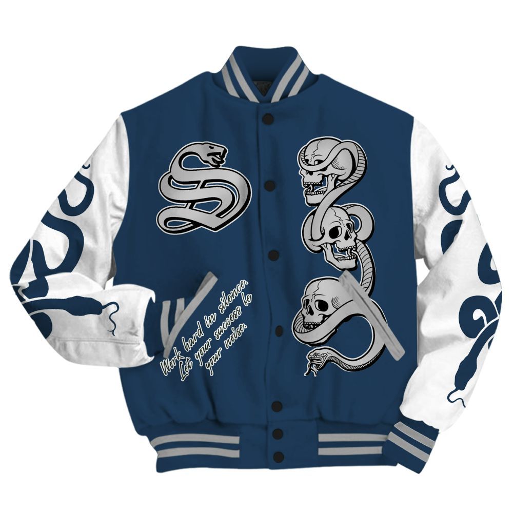 Varsity Jacket To Match Retro French Blue 2025 12s - Snake Move In Silence All Over Print