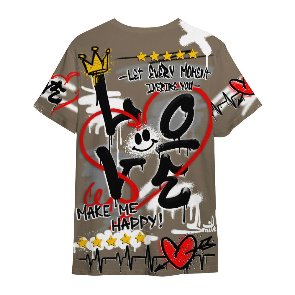 Shirt To Match Low OG Dark Mocha 1s - Happy Love Beats Graffiti Streetwear All Over Print