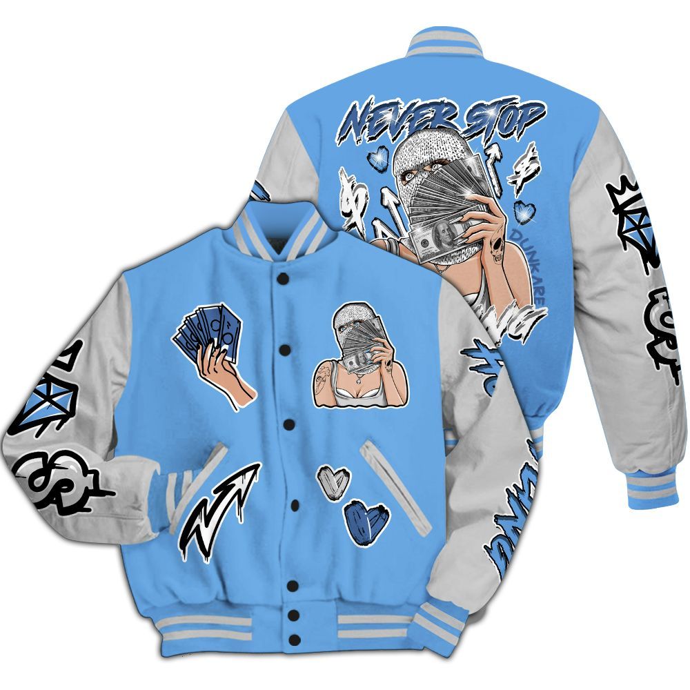 Varsity Jacket To Match University Blue 6s - Hustling Unique All Over Print