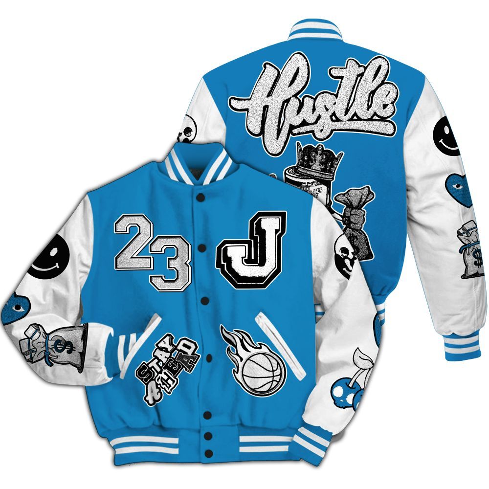 Varsity Jacket To Match Retro University Blue 9s - Hustles Money Number 23 All Over Print