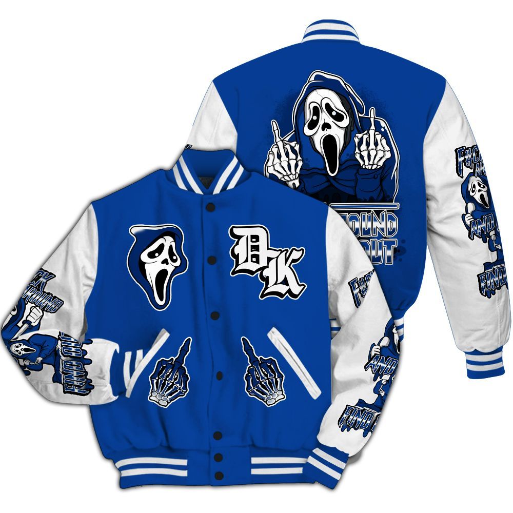 Varsity Jacket To Match Low Game Royal 1s - F#CK And Find Out Graphic All Over Print