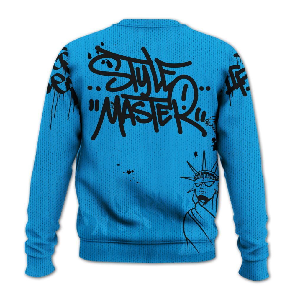 Knitted Sweater To Match Black University Blue 2022 13s - Graphic Fck Around Find Out