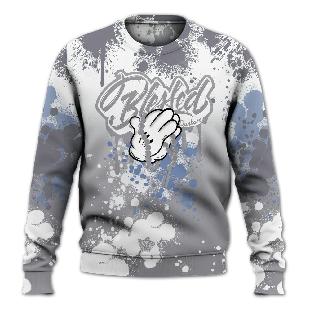 Sweatshirt To Match Cement Grey 11s - God Blessed Ink Drip All Over Print