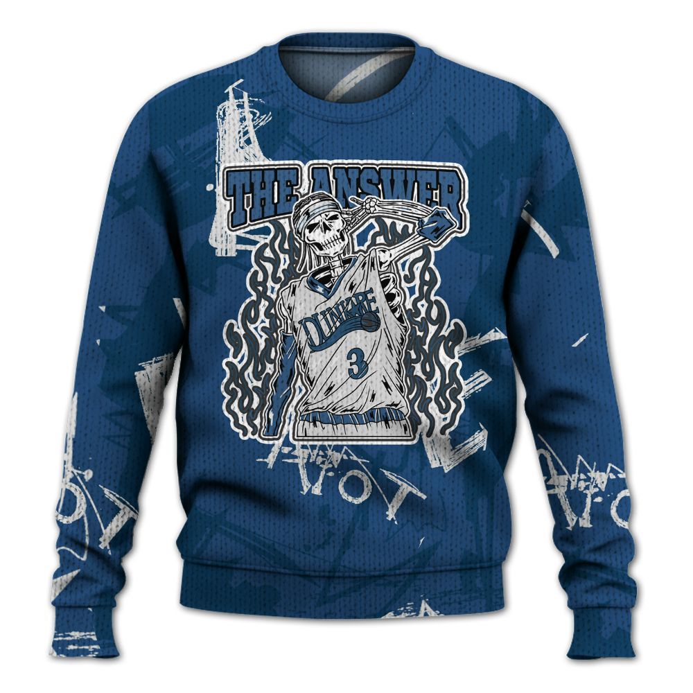 Knitted Sweater To Match High OG Midnight Navy 1s - Allen Answer Skeleton Messyz