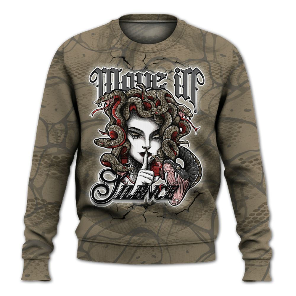 Sweatshirt To Match Olive 9s - Girl Move In Silence All Over Print