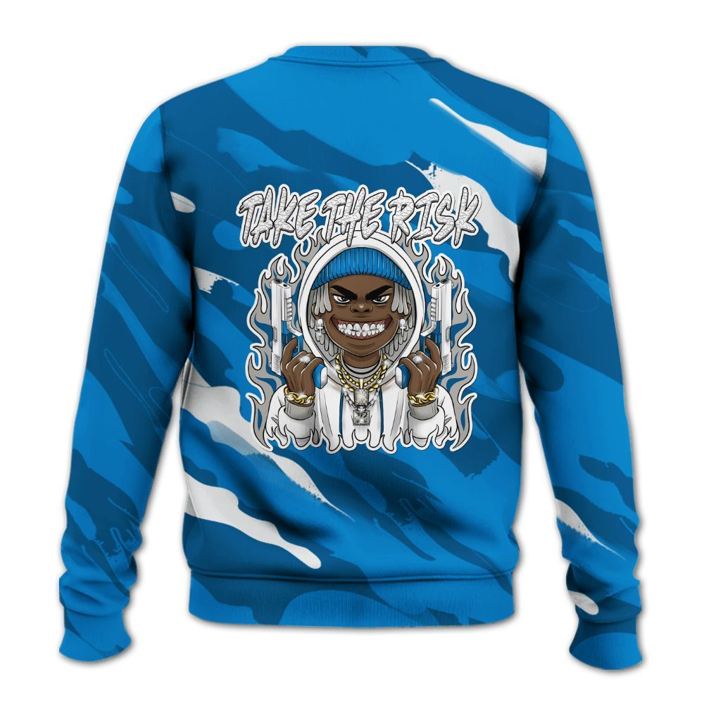 Sweatshirt To Match Industrial Blue 4s - Take The Risk Colored All Over Print