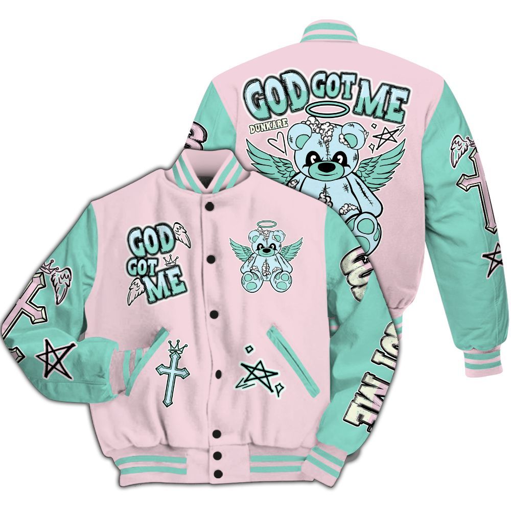 Varsity Jacket To Match Retro Easter 5s - Gods Guides Me Bear All Over Print