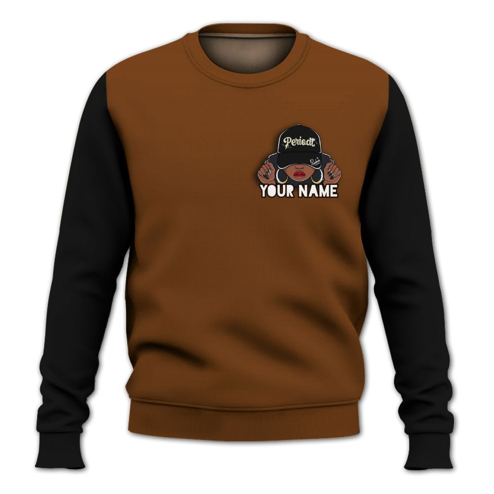 Sweatshirt To Match Archaeo Brown 5s - Custom Name Black Girl All Over Print