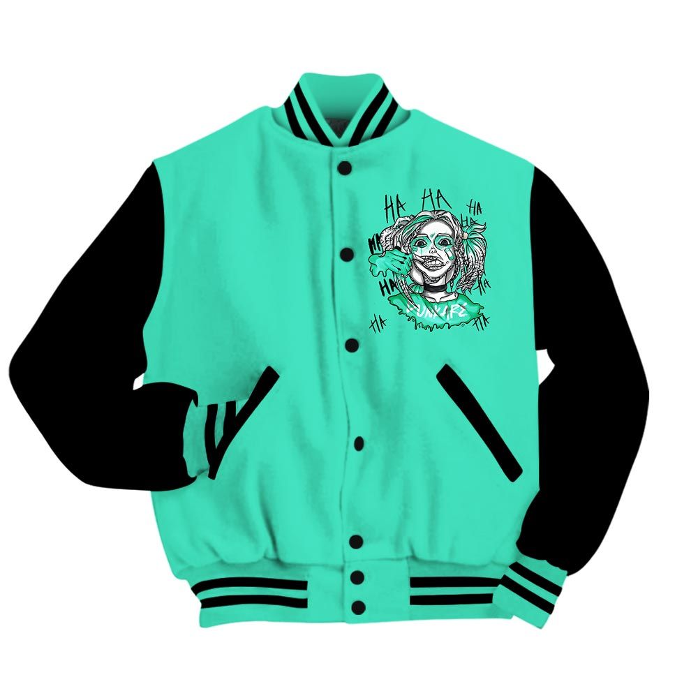 Varsity Jacket To Match Varsity Streetwear Custom Name Bad Girl HAHA, 3 Green Glow T-Shirt, Sneaker Black Green Glow 3s Baseball Varsity Jacket 1604 NCT