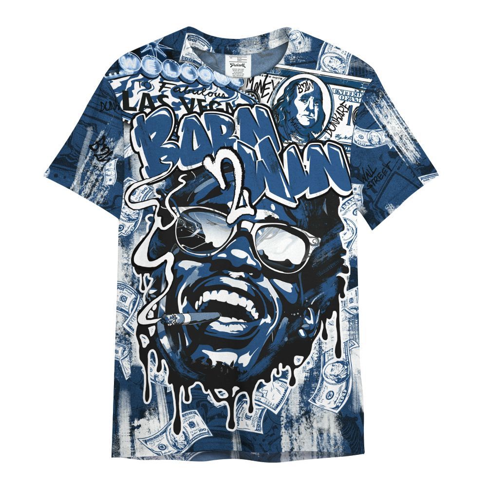 Shirt To Match High OG Midnight Navy 1s - Born To Win Money All Over Print