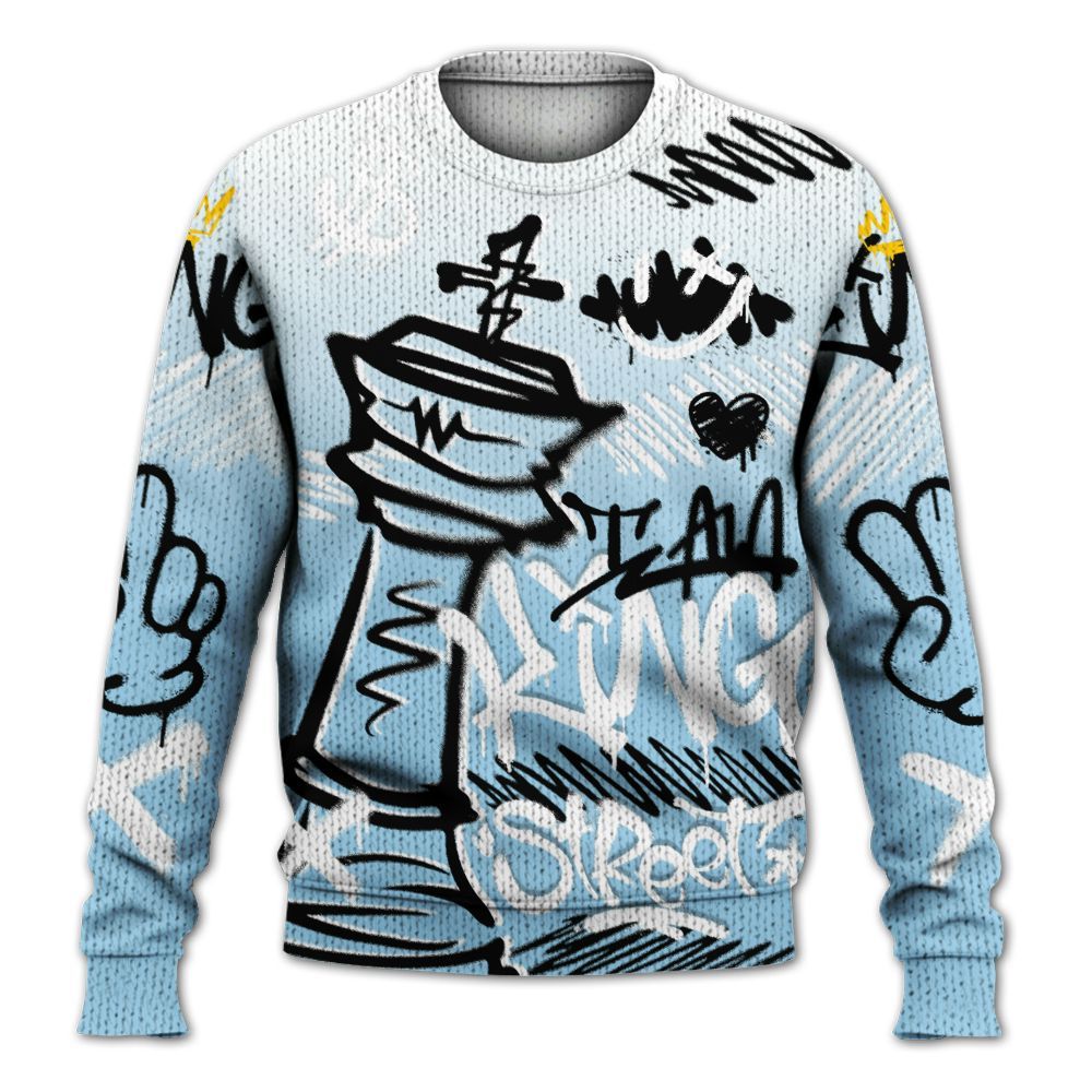 Knitted Sweater To Match Legend Blue 11s - Street King Chess Streetwear
