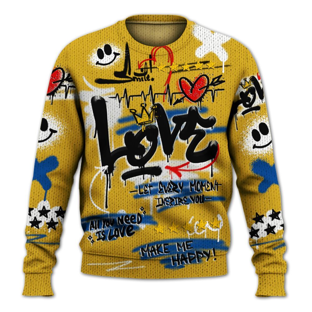 Knitted Sweater To Match High Laney 1s - Happy Love Beats Graffiti Streetwear