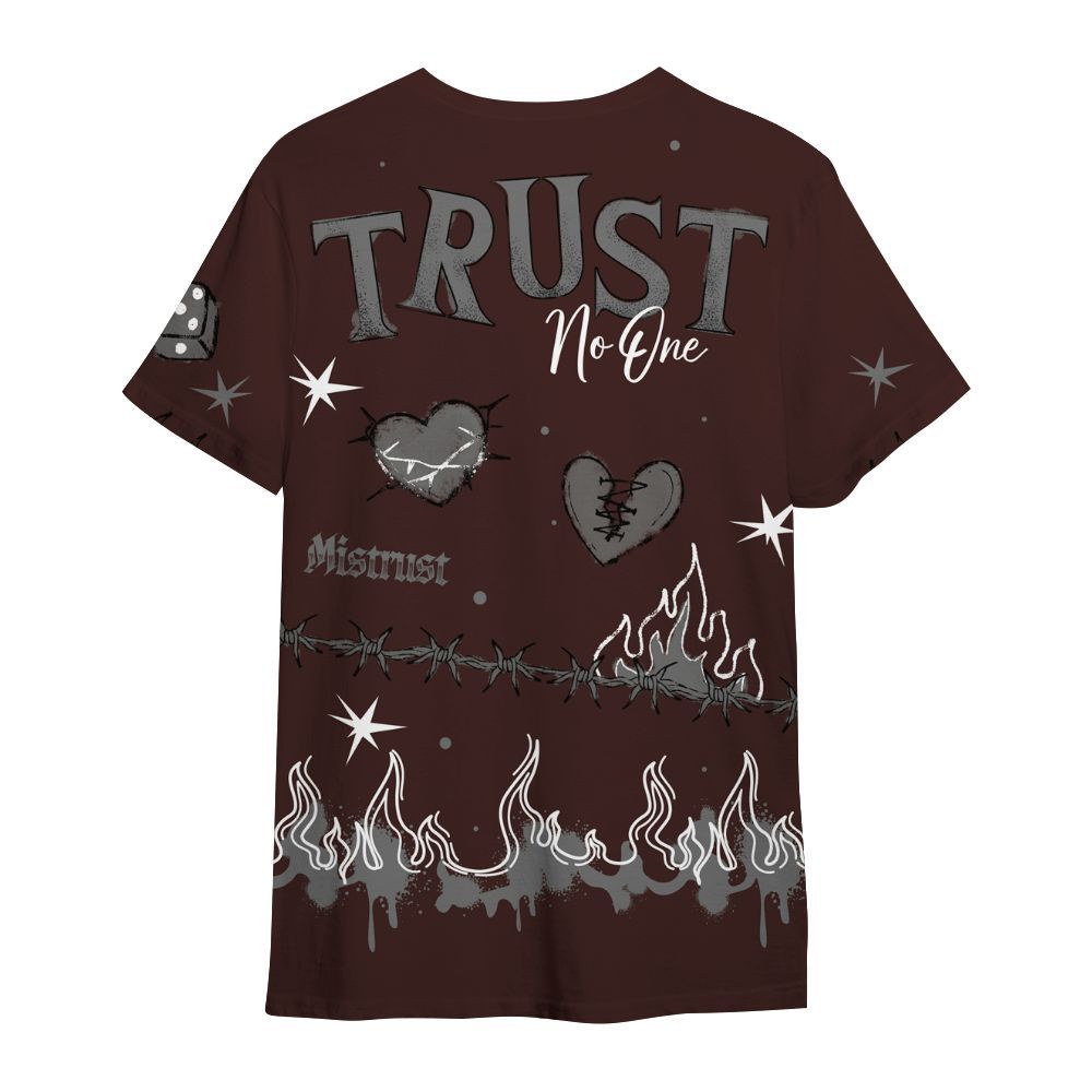 Shirt To Match Burgundy 5s - Trust No One Snake-Bite Doodle Crayon All Over Print