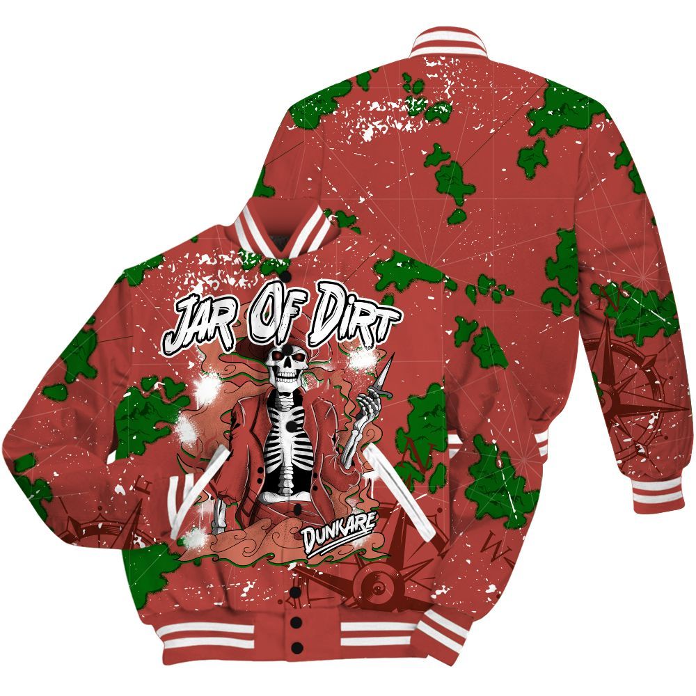Varsity Jacket To Match Dune Red 13s - Skeleton Jar Of Dirt Retro All Over Print