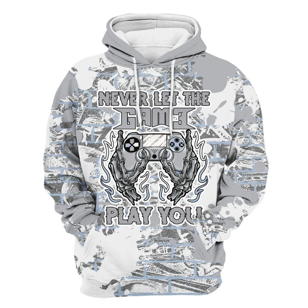 Hoodie To Match Low OG Wolf Grey 1s - PlayGame Skull Brick All Over Print