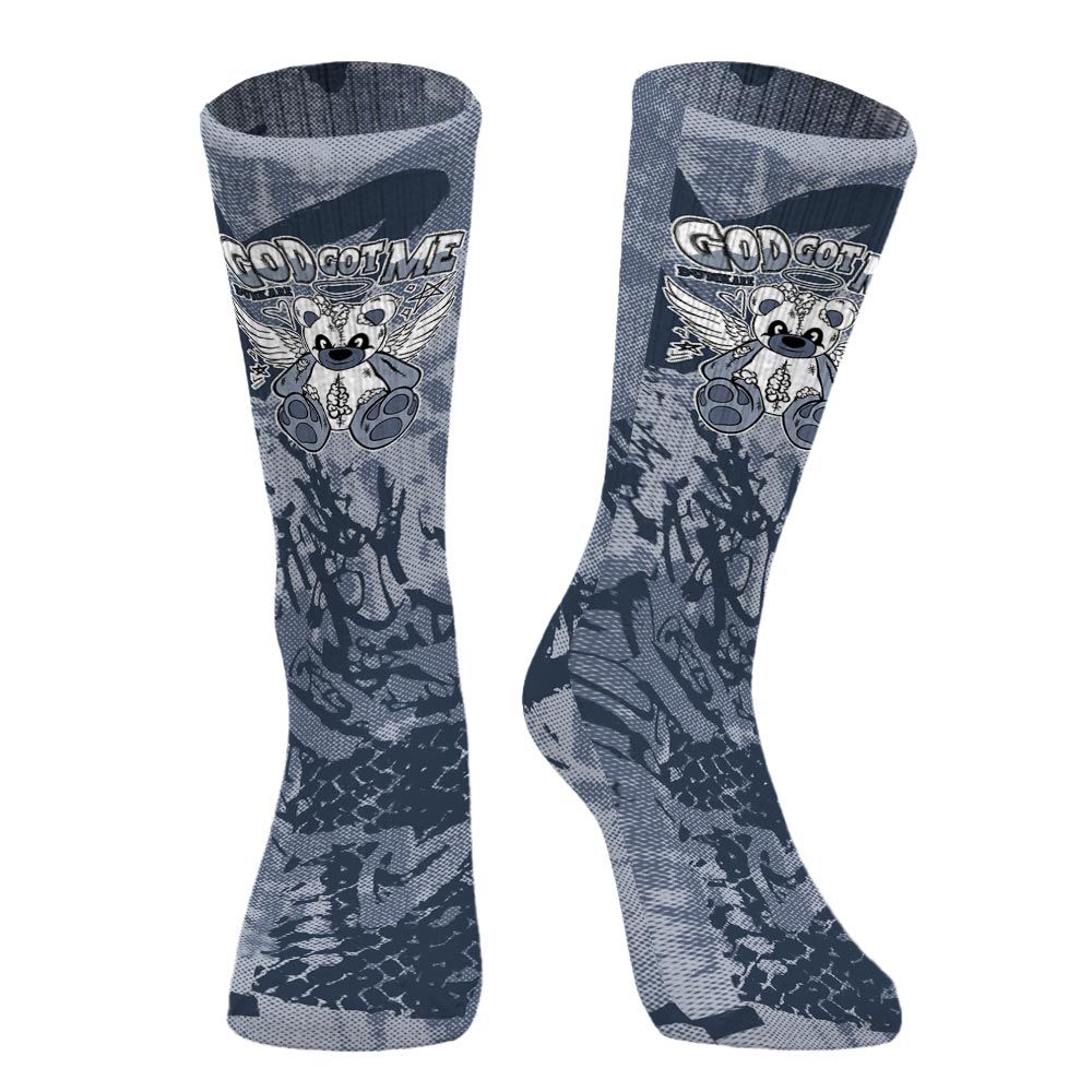 Sock To Match Low Diffused Blue 11s - Gods Guides Me Bear Heart Grunge