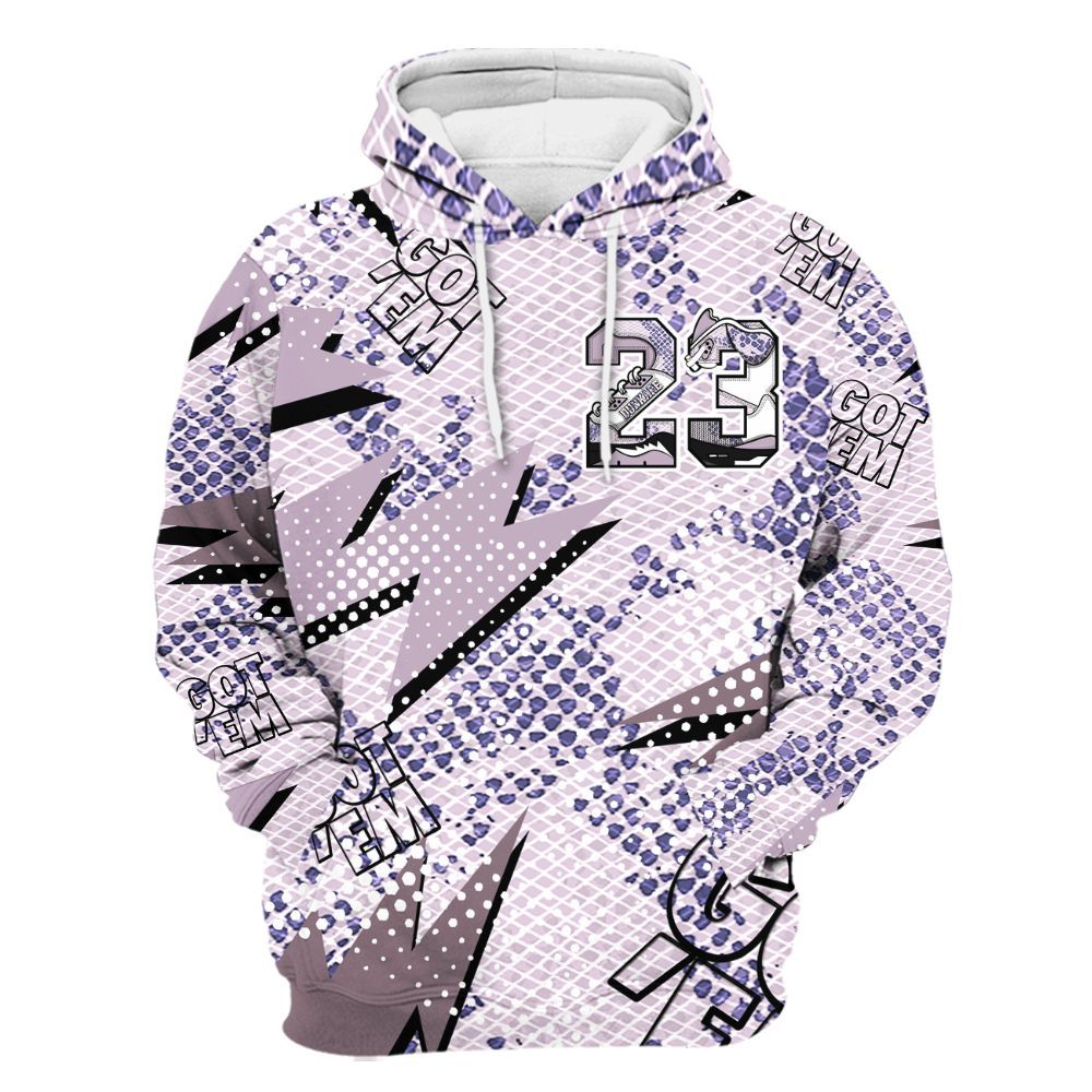 Hoodie To Match Air Force 1 Low Purple Snake - Custom Name Number 23 5s All Over Print