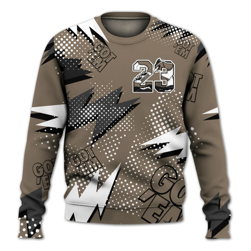 Sweatshirt To Match Low OG Dark Mocha 1s - Custom Name Number 23 5s All Over Print