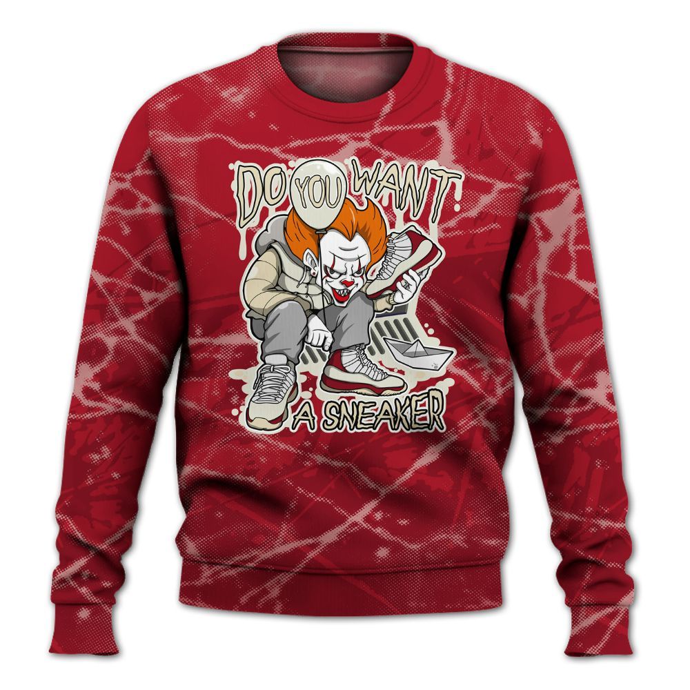 Sweatshirt To Match 2025 High OG Cinnabar 1s - Clown Scary Sneakers Halloween Graphic All Over Print