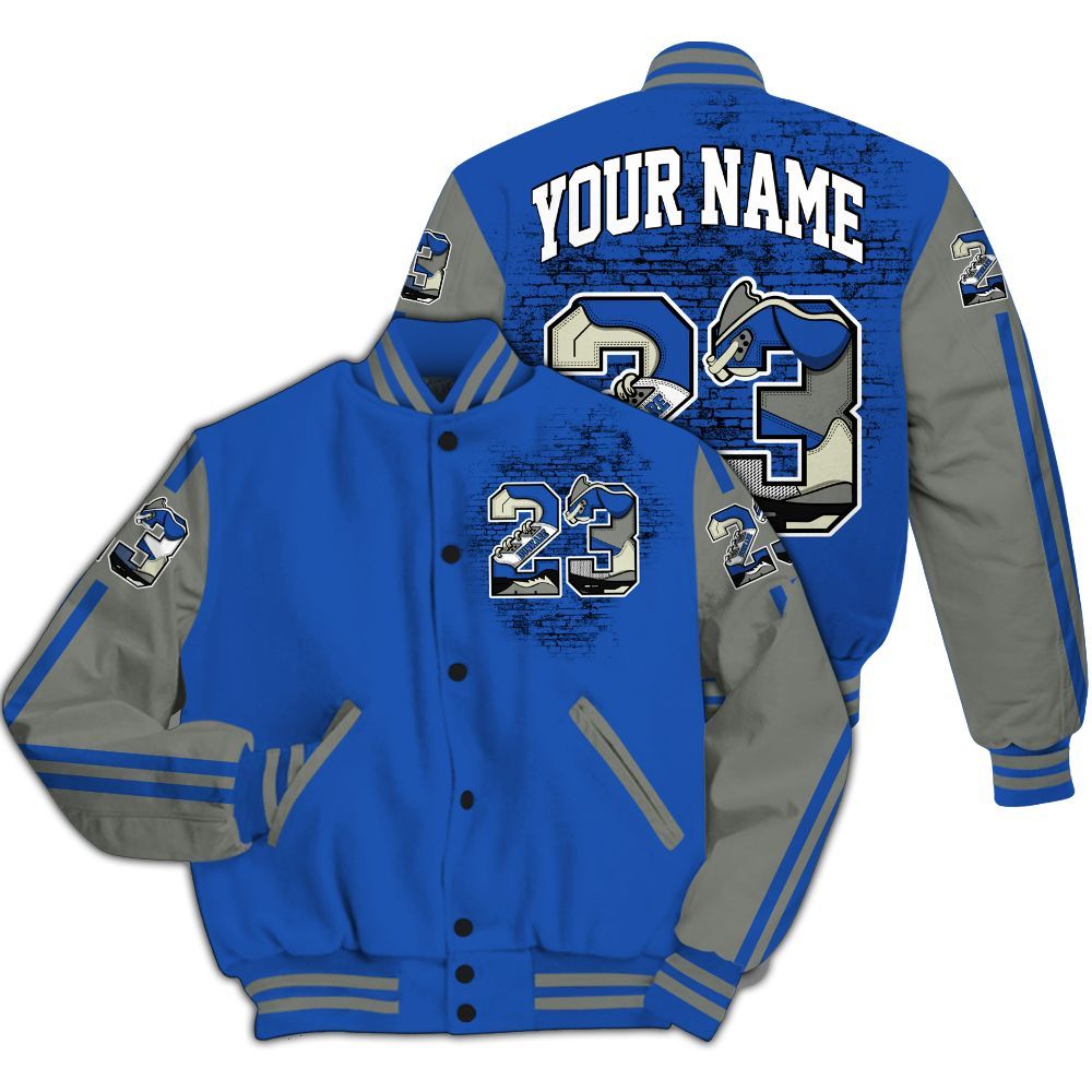 Varsity Jacket To Match Lucky Shorts 3s - Custom Name Number 23 5s All Over Print
