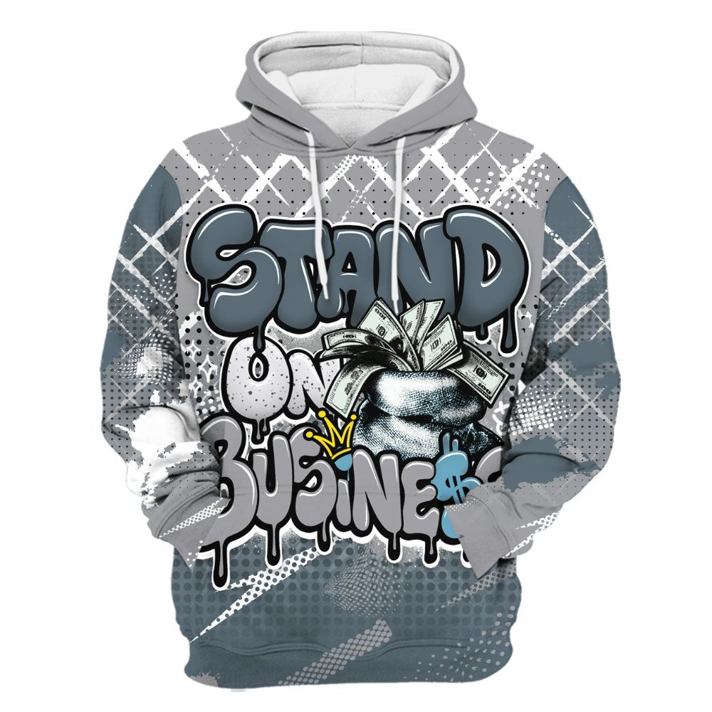 Hoodie To Match Retro Light Graphite Wolf Grey 5s - Halftone Stand Business Dripping All Over Print