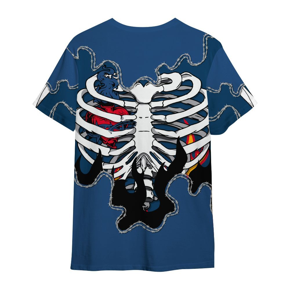 Shirt To Match High OG Midnight Navy 1s - Skeleton Heart On Fire All Over Print