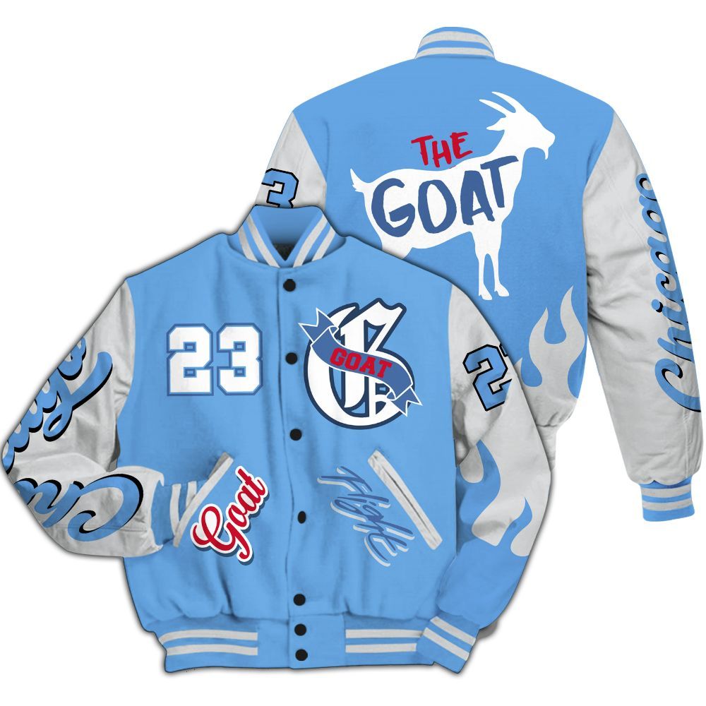 Varsity Jacket To Match University Blue 6s - The G.O.A.T Flight Streetwear All Over Print