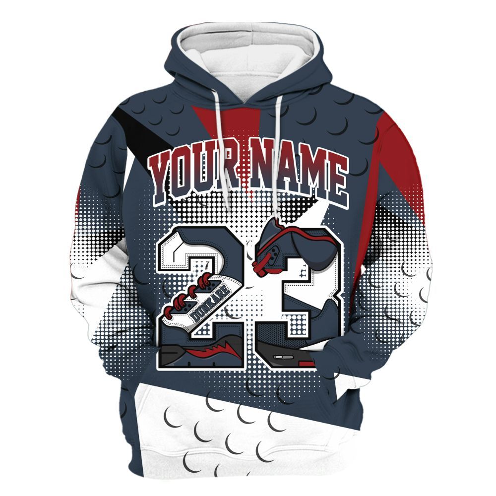 Hoodie To Match Navy Blue 2024 6s - Poly Custom Name Number 23 5s All Over Print