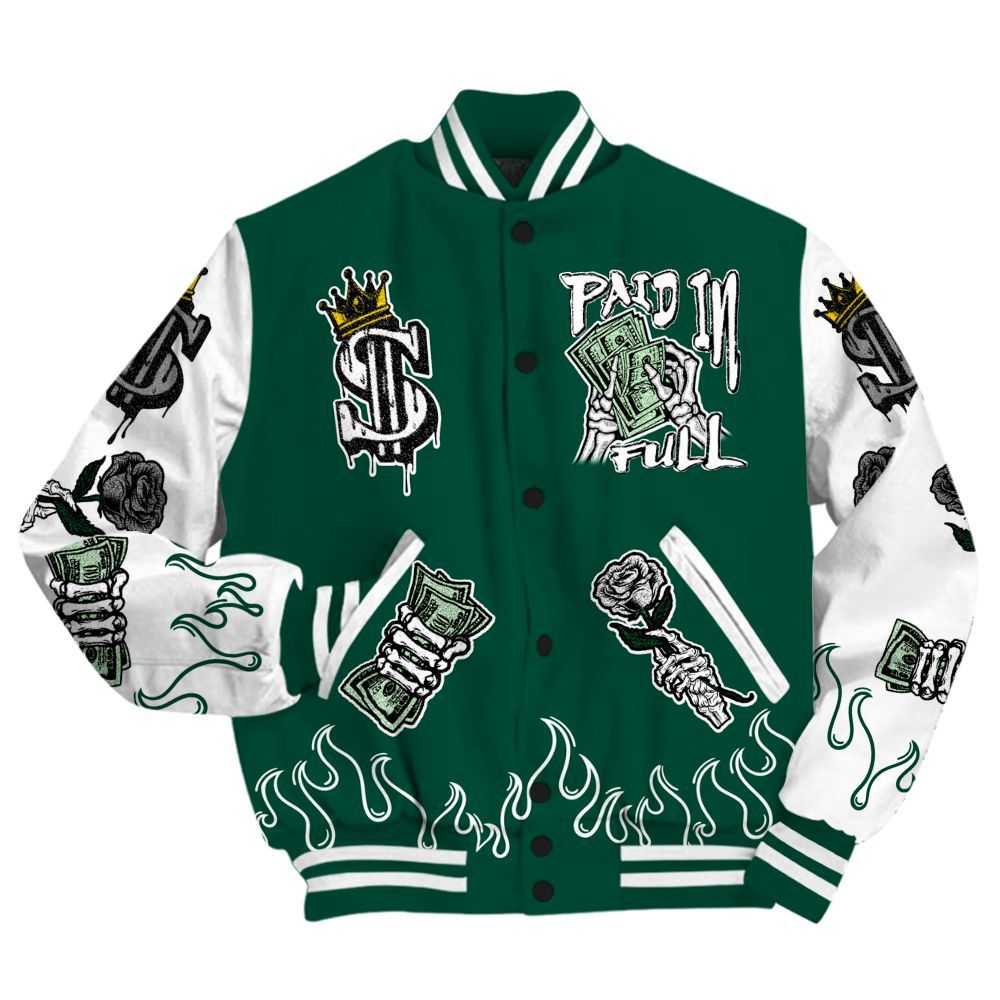 Varsity Jacket To Match Oxidized Green 4s - Fire Everybody Paid In All Over Print